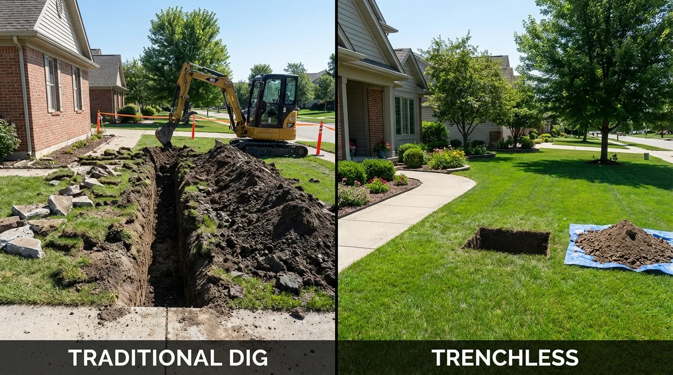 Trenchless sewer repair with minimal yard damage versus traditional excavation in Seaside Heights, NJ